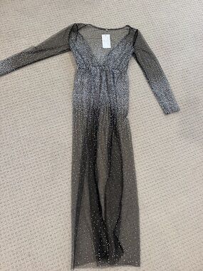 Sheer/Mesh Black Sparkle Maxi Dress